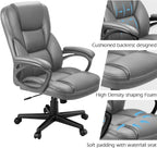 Furmax Office Executive Chair High Back Adjustable Managerial Home Desk Chair, Swivel Computer PU Leather Chair with Lumbar Support (1, Gray)