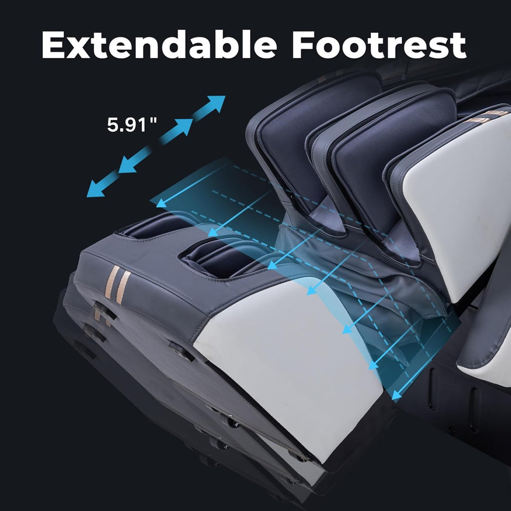 MassaMAX 4D Full Body Massage Chair with Zero Gravity, Extendable Footrest, SL Track, 15 Modes, AI Voice Control, Yoga Stretch, Foot Rollers, and Waist & Calves Heating Comfort with Cover (White)