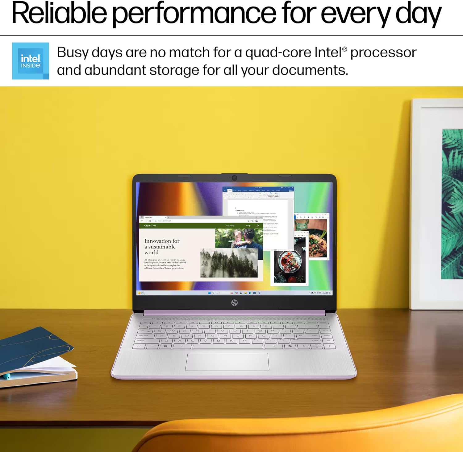 HP 14" Laptop Computer 2025-2026 Business Student  Copilot AI  Lifetime Office  4-Core Intel CPU  16GB RAM  628GB Storage (128GB UFS+500GB Ext)  Wi-Fi 6  10+ Hrs  MarxsolAccessory Win 11 Pro  Lavender