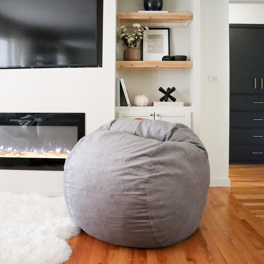 CordaRoy's Chenille Bean Bag-Convertible Bean Bag Chair-Machine-Washable Chenille Fabric Cover-for Basement,Living Room,Game Room,Dorm & More - Full Size - Charcoal | Made in The USA
