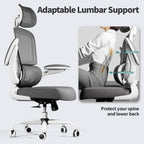 TRALT Office Chair Ergonomic Desk Chair, 330 LBS Home Mesh Office Desk Chairs with Wheels, Comfortable Gaming Chair, High Back Office Chair for Long Hours (White)