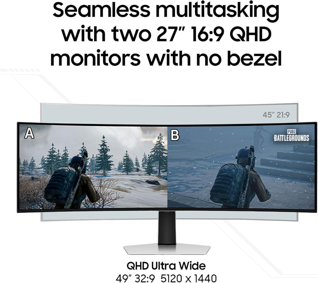 Samsung 49" Odyssey G93SC Series Curved Gaming Monitor  QD-OLED  240Hz  0.03ms  DQHD  G-Sync Compatible  FreeSync Premium Pro  Adjustable Stand