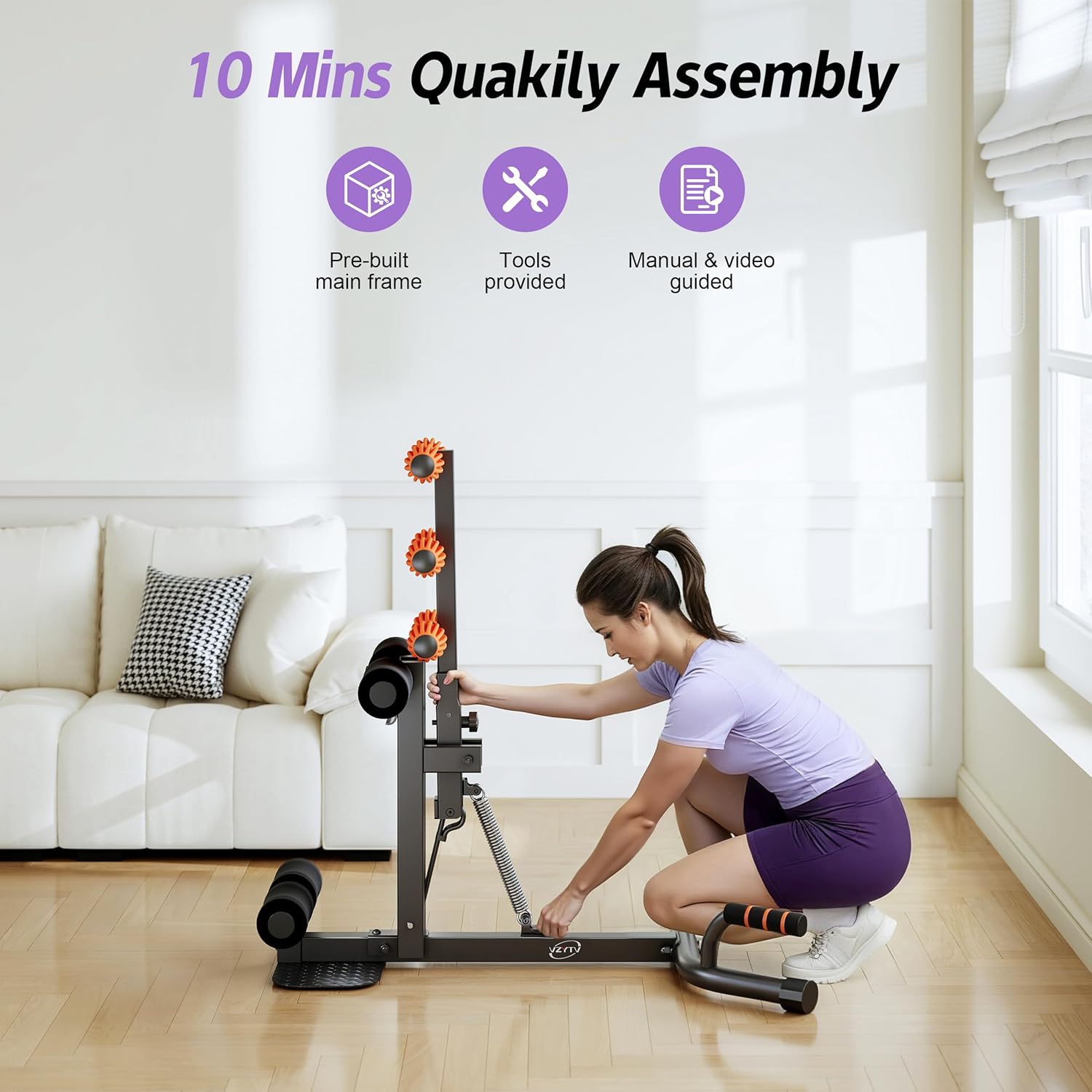 Deep Squat Machine, Adjustable Glutes Trainer Machine, Core & Abs for Low Impact Lower Body Workouts, Home Gym Push-Up Exercises, Easy to Assemble, 350Lbs Weight Capacity