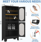 GAIOUS Black Kitchen Pantry Cabinet, Pantry Storage Cabinet with Acrylic Glass Doors and Adjustable Shelves, Tall Versatile Storage for Kitchen, Dining Room, Home Office and Bedroom