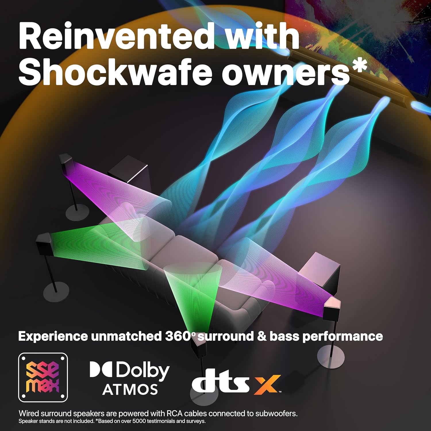 Nakamichi Shockwafe Ultra 9.2.4 Channel Soundbar System with Dolby Atmos/DTS:X  Dual 10" Subwoofers  4 Rear Surround Speakers  1300 Watts Max Output Power