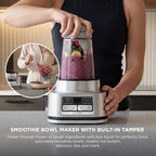 Ninja Foodi Blender | Personal Smoothie Maker, Mixer | Includes Hybrid Blades, (2) 24 oz. To-Go Cups with Lids, (1) 14 oz. Smoothie Bowl Maker with Storage Lid | Silver | 1200 Peak Watt | SS101