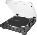 Audio-Technica AT-LP60X Fully Automatic Belt-Drive Stereo Turntable with Built-in Preamp and USB Output Vinyl Playback Bundle with 3-Inch Powered Studio Monitors Pair (Black) (3 Items)