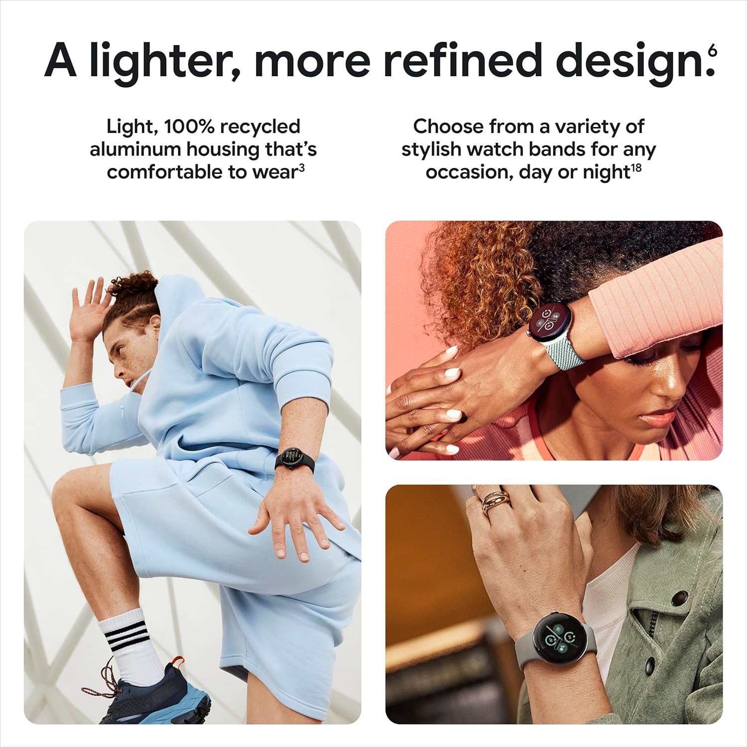 Google Pixel Watch 2 (Previous Model) with the Best of Fitbit - Heart Rate Tracking  Stress Management  Safety Features - Android Smartwatch - Polished Silver Aluminum Case - Bay Active Band - Wi-Fi