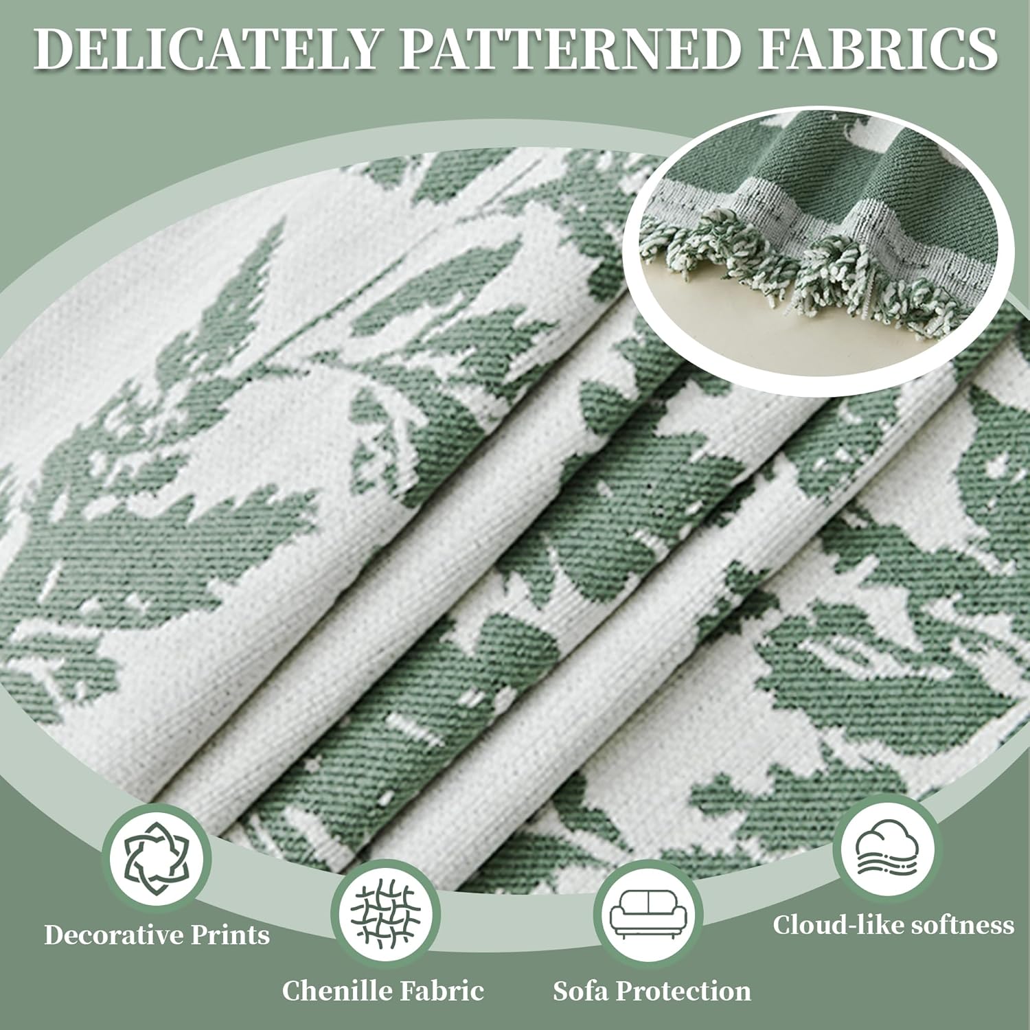 1OO% Waterproof Sectional Couch Covers for Dogs L Shaped Corner Sofa Cover Washable Chenille Sofa Slipcovers Blanket Modern Jacquard Pet Furniture Protector (91"x252", Sage Green)