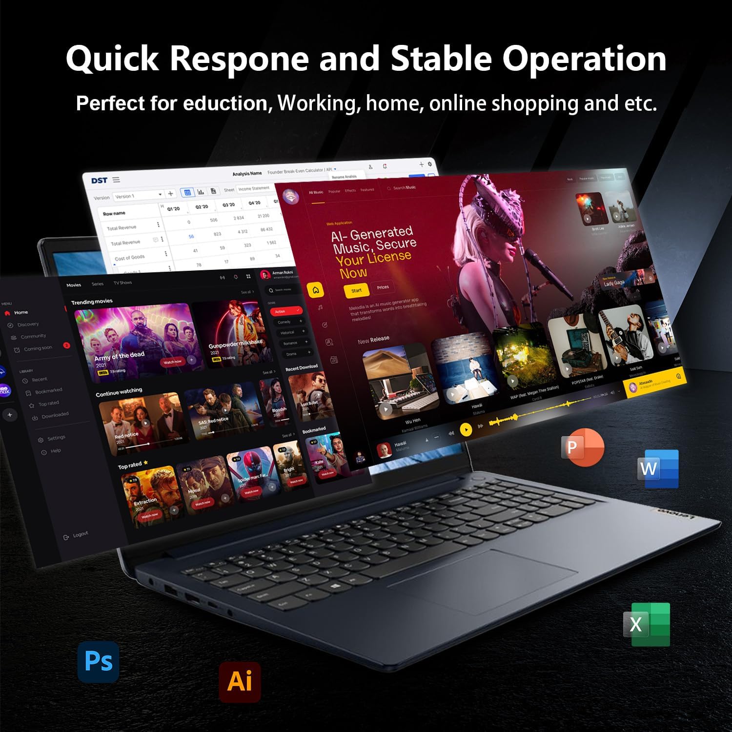 Lenovo IdeaPad 1i Laptop  15.6" FHD Touchscreen  Intel Core i5-1235U Processor  16GB RAM  512GB SSD  Webcam  HDMI  Wi-Fi 6  Windows 11 Home  Blue