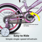 JOYSTAR 12 14 16 Inch Kids Cruiser Bike for Ages 2-7 Years Old Girls & Boys, Kids' Bike with Training Wheels, Coaster Brake, Adjustable Seat & Fenders, Child Bicycles