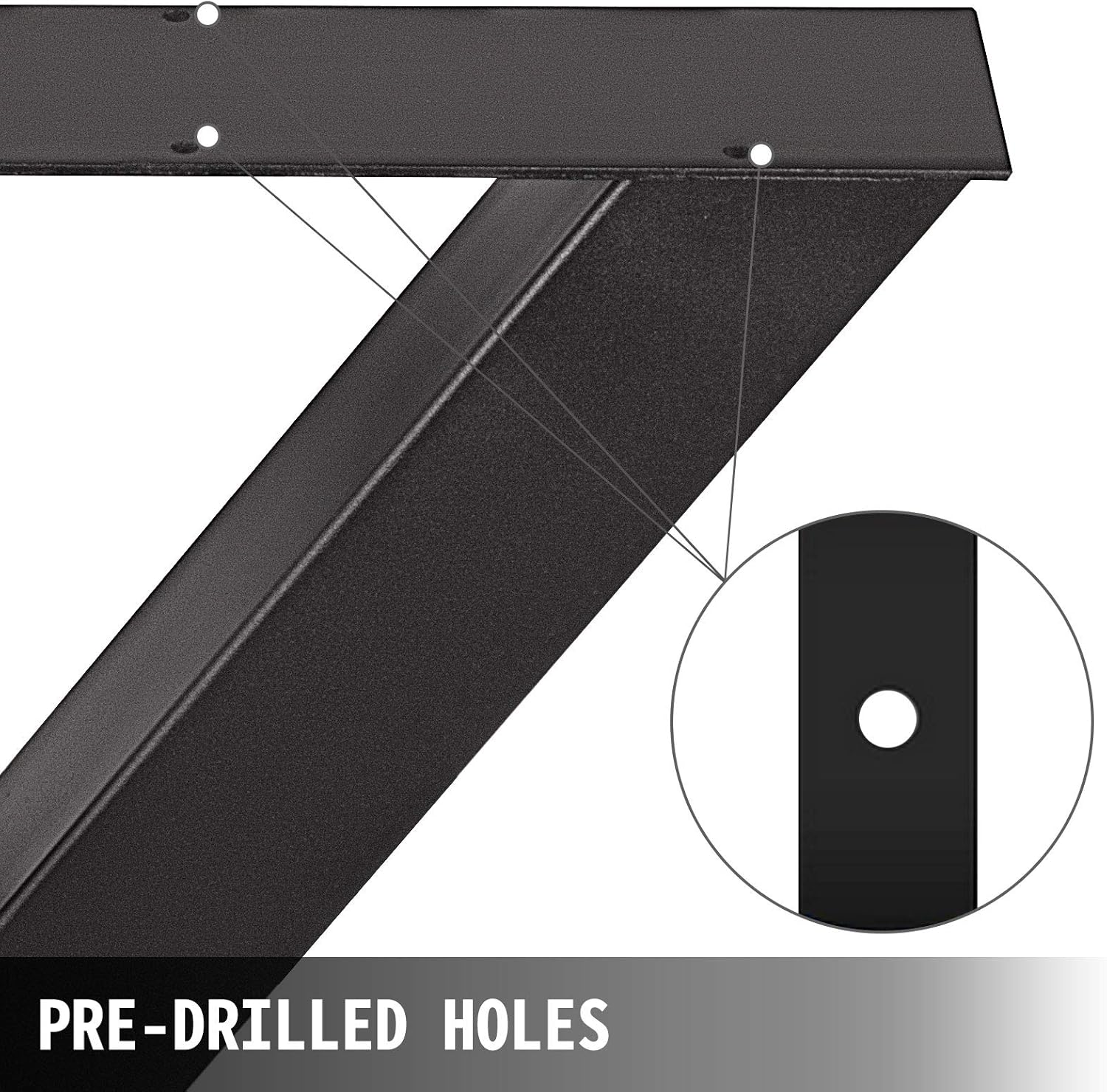 VEVOR Set of 2 Steel Table Legs, 28 Height 31 Wide Dining Table Legs,Heavy Duty 3.1" Square Box Section X Frame Table Legs,28x31x3.1 Inch Black Color Industrial Country Style Metal Dining Legs