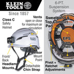 Klein Tools Safety Helmet, Type-2 Safety Helmet, Vented, Class C