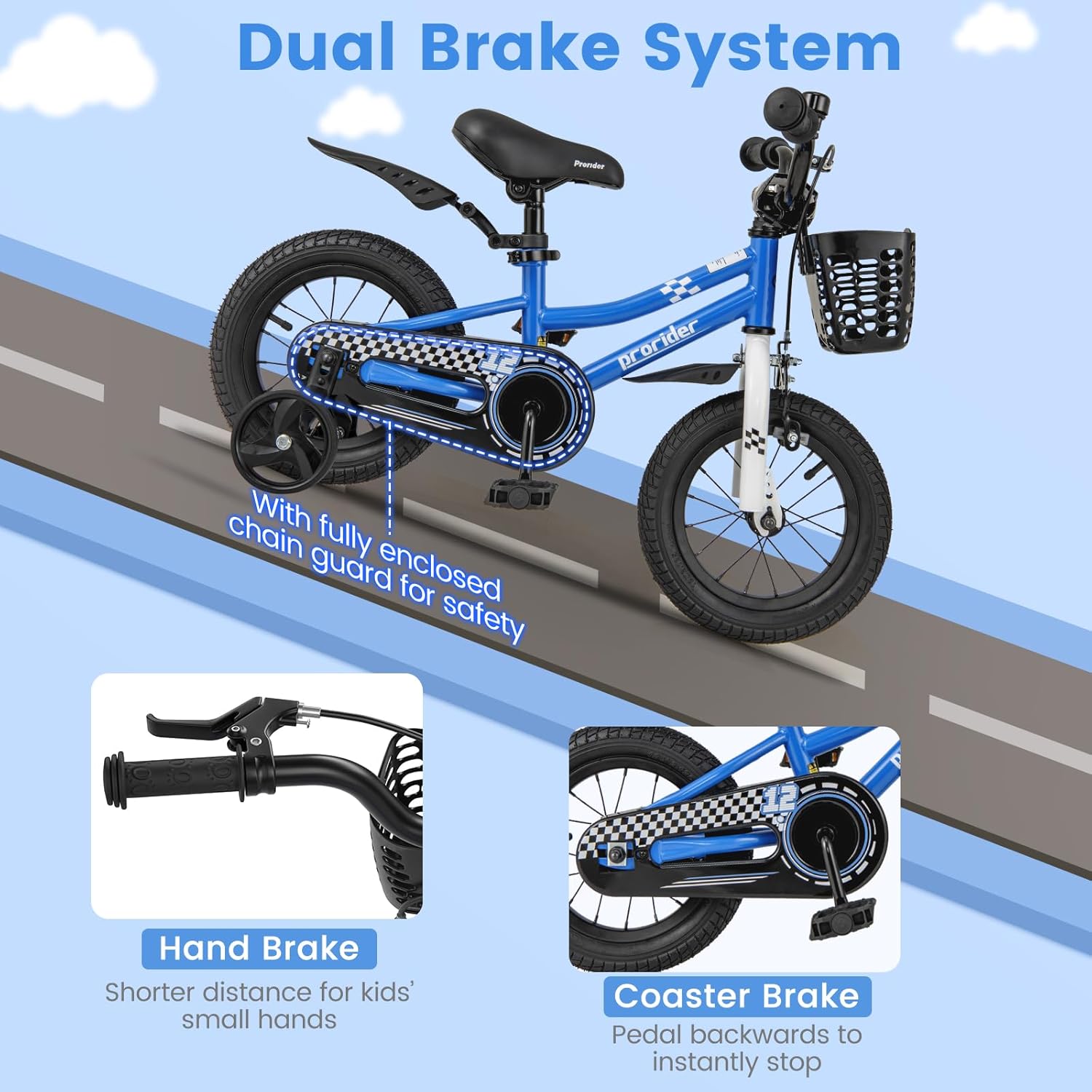 BABY JOY Kids Bike, 12 14 16 18 Inch Boys Girls Bike for 3-8 Years w/Training Wheels, 20 Inch Children Bicycle for 8+ Teens w/Kickstand, Handbrake, Coaster Brake & Removable Basket, Sporty Bicycle