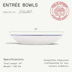 Made In Cookware | Set of 4 | Entrée Bowls | White With Navy Rim | Porcelain | Crafted in England