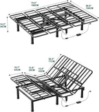 SunsGrove Queen Adjustable Bed Frame, Wired Remote Control, Independent Head and Foot Incline, Electric Bed Frame Base, Adjustable Bed Leg with 2 Height Options, Easy Assembly