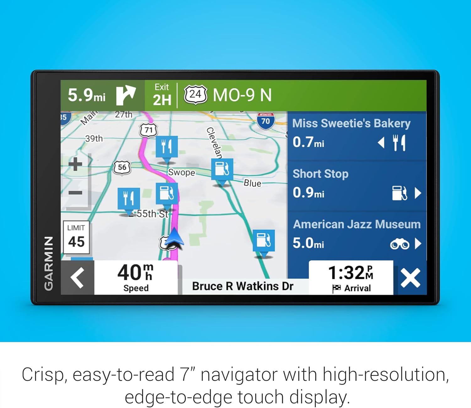 Garmin DriveSmart 76  7-inch Car GPS Navigator with Bright  Crisp High-Resolution Maps and Garmin Voice Assist