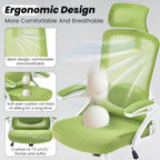 Fizzin Ergonomic Office Chair, 400 LBS Desk Chair with Adjustable Lumbar Support, High Back Breathable Mesh Computer Chair Rolling Work Swivel Task Chairs, Comfy Home Office Desk Chair (Green)