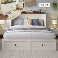 Murphy Bed with Charging Station, Queen Size Cabinet Bed with Large Storage Drawer for Home Office or Small Room, Hideaway Foldable Platform Bed, White