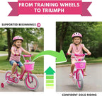 bicystar Girls Bike for Toddlers Ages 2-5 Years, 12 14 16 Inch Princess Kids Bike with Training Wheels, Sparkling Frame, Basket, Streamers, Pink Pedal Bicycle, Birthday Gift