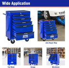 5 Drawers Tool Cart on Wheels, Multifunctional Rolling Tool Chest, Drawers Mobile Trolley Organizer Heavy Duty Tools Box with Locking Wheels & Ball Bearing Drawers (Blue, 5 Drawers)