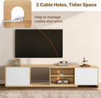 Extendable TV Stand for TVs up to 90",Modern Entertainment Center with Adjustable Shelf,Television Stand with 2 Storage Cabinets,Wooden TV Media Console for Living Room Bedroom Natural Oak