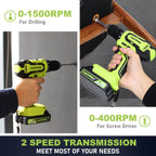 FASTPRO 177-Piece 20V Cordless Lithium-ion Drill Driver and Home Tool Set, Household Repairing Tool Kit with Drill in Storage Case, Green