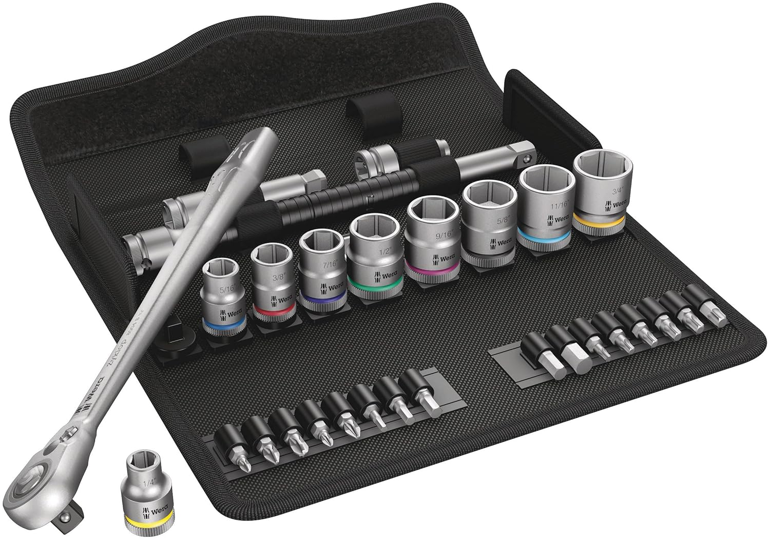 WERA 05004051001 8100 SB 11 Zyklop Imperial Metal Ratchet Set, 29 Piece, 3/8" Drive