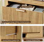 Fluted 6 Drawers Dresser for Bedroom, 54" Modern Chest of Drawers with Metal Handle, Wood Closet Clothes Storage Organizer for Living Room, Hallway, Entryway, Natural Oak
