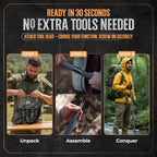 Prime Adventure 15-in-1 Tactical Survival Walking Stick & Hiking Staff – Heavy-Duty Collapsible Multitool for Camping, Hiking & Outdoor Survival Gear (8 Tubes, Premium Build)