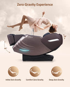 RELX Massage Chair Full Body  15 Modes Zero Gravity SL-Track Shiatsu Massage Chair Built-in Heat System  Airbag Massage with Body Scan  Deep Yoga Stretch  Calfrest Extension and AI Control(Brown)