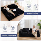 MAXYOYO Folding Sofa Bed, L-Shaped Convertible Sofa with Armrest Foldable Sleeper Bed with Pillow, Portable Fold Out Chair Comfy Floor Lounge for Living Room Bedroom, Black