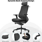 EUREKA ERGONOMIC Lira Office Chair, Ergonomic Desk Chair with 3D Armrests, Adjustable Seat Depth, Mesh Computer Chair with Lumbar Support for Home Office(Black)