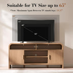 TV Stand for TVs Up to 65'' - [Unique Curved Profile, FSC-Certified Wooden Board] Entertainment Center with Adjustable Shelves and Storage Cabinet Modern Media Console for Living Room