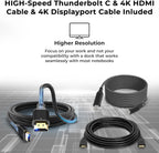 40B00135US Lenovo Thinkpad Docking Station USB C - 1 Year Warranty  Supports 4K Display  Thunderbolt 4 Dock with 135W Adapter  HDMI  DisplayPort  Thunderbolt Cables & Cloth - Lenovo Docking Station