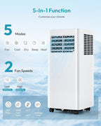 EUHOMY 12,000 BTU Portable Air Conditioners, 4-in-1 Unit with Cools, Heat, Dehumidifier, fan 550 Sq.Ft. with 450 CFM Airflow, App/Remote Control, Window Kit, for bedroom, livingroom