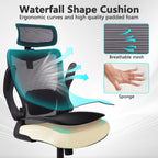 CLATINA Heavy Duty Ergonomic Mesh Office Chair 400LBS, Big and Tall Desk Chair with Adjustable Lumbar Support & Headrest, Flip Up Padded Arms, High Back Computer Chair for Home Office, Black, 8 Pack