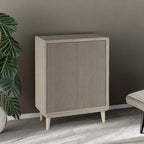 Henn&Hart 28" Fluted Wooden Accent Cabinet, Ribbed Modern Sideboard Buffet Cabinet with 2 Doors and an Adjustable Shelf for Living Room, Dining Room, Bedroom or Entryway, Weathered Gray