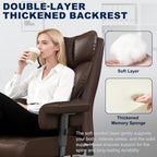 Misolant Big and Tall Office Chair with Footrest, High Back Executive Desk Chair with Adjustable Lift Armrest, 155°Recline，Lumbar Support Pillow, Faux Leather Gaming Chairs for Home or Office Brown