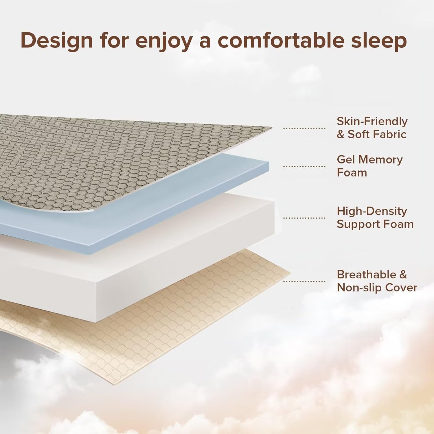 Memory Foam Trifold Mattress, Queen Portable Floor Bed 6 Inch, Foldable Mat with Washable Cover, Handle & Non-Slip Bottom, for RV, Travel, Camping, Yoga, 78"x58"x6", Grey