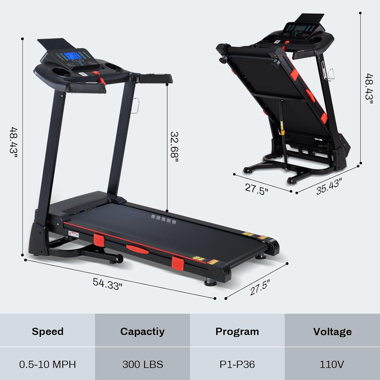 ATEEDGE Treadmills for Home, 15% Auto Incline, 0.5-10 MPH, 18" Belt, 3 HP, 350lb Capacity, Foldable, Bluetooth App