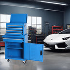 5 Drawers Tool Cart on Wheels with 1 Cabinet, Multifunctional Removable Rolling Tool Chest Storage Set, Tool Trolley Organizer Tool Box for Garage,Warehouse,Workshop,Repair Shop (Blue)
