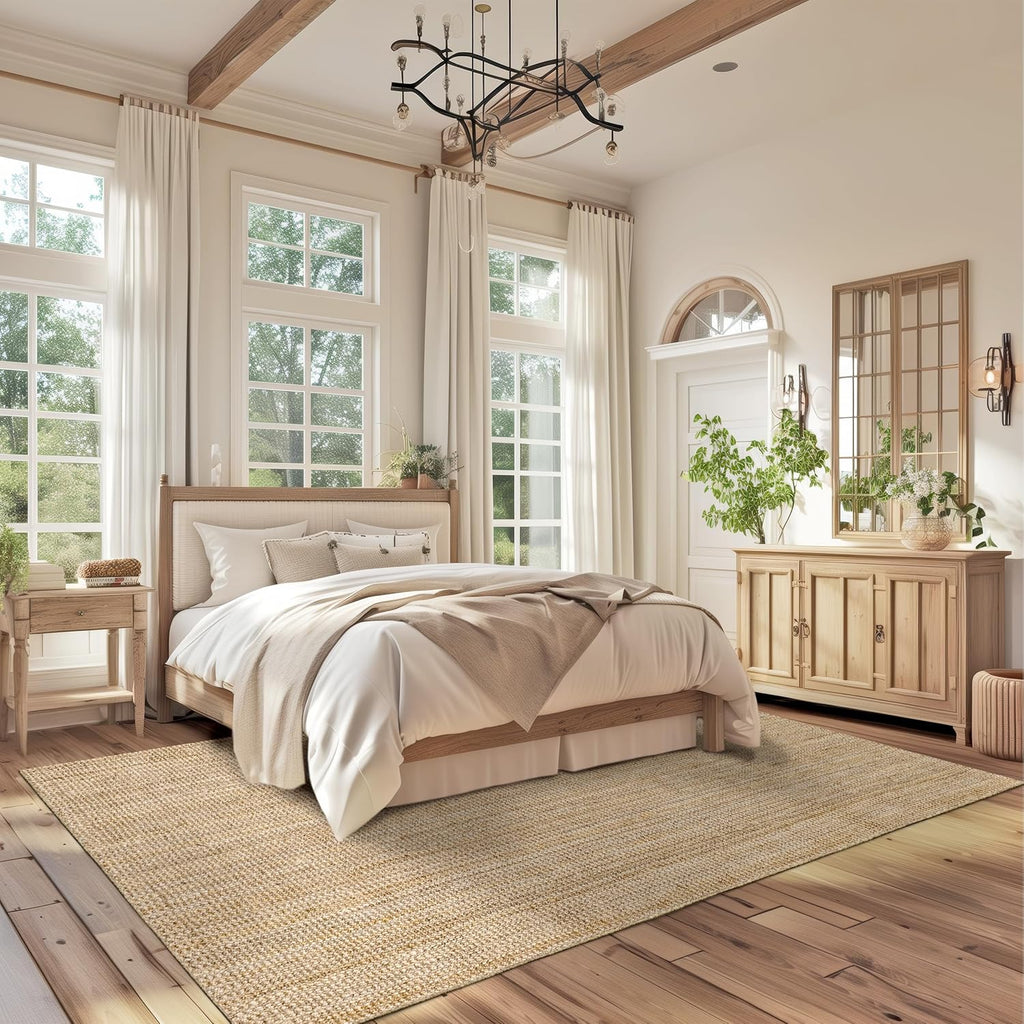 Nuloom Ashli Hand Woven, Natural, 7'6" x 9'6", Farmhouse, Jute, Soft and Textured, High Traffic, Stain Resistant, Easy Clean, Durable Area Rug for Bedroom, Living Room, Dining, Den, Foyer, Entryway