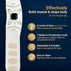 Abs Stimulator with Heating, Adjustable Intensity & Temp Levels, Ab Stimulator Muscle Toner and Sculpting Trainer with Silver Ion Coating for Abs and Lower Back Relaxation