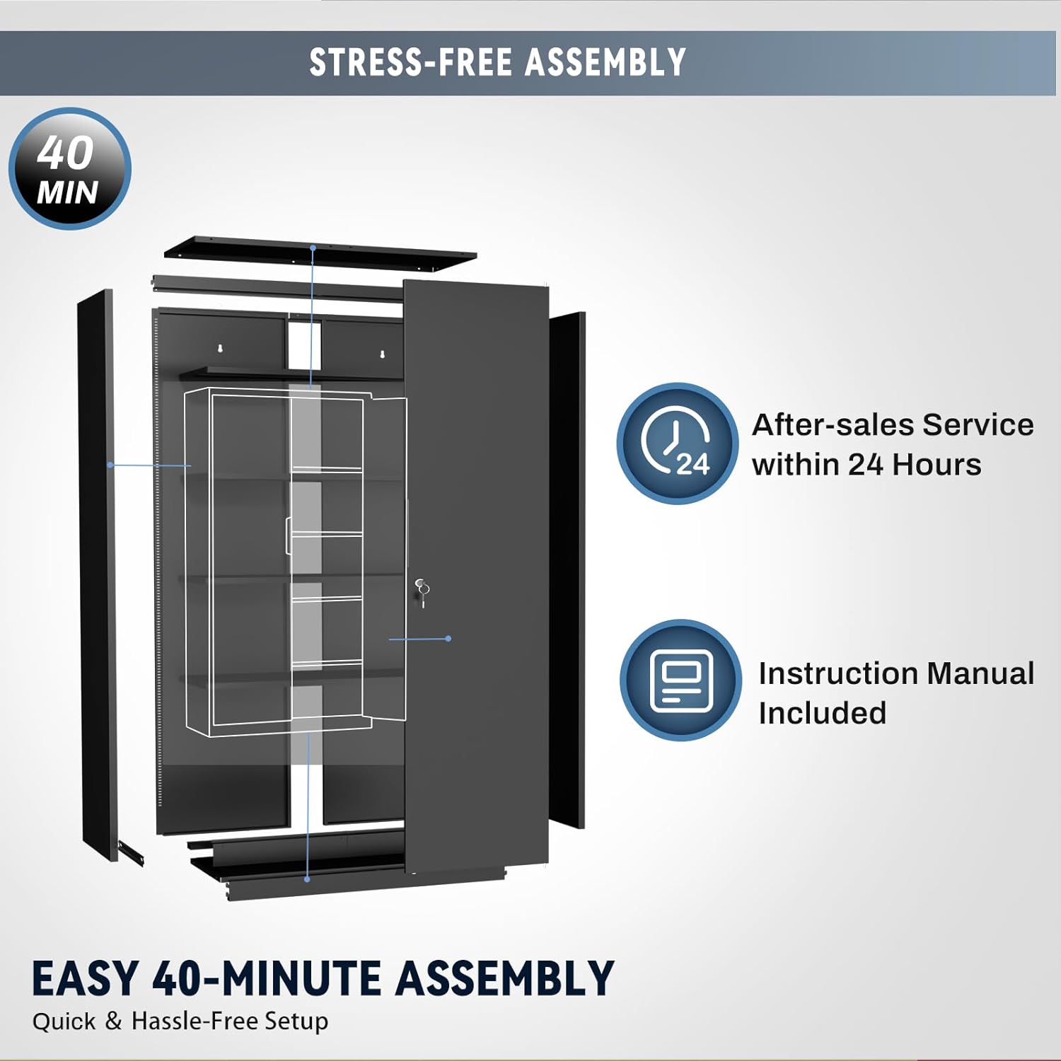 Metal Garage Storage Cabinet with Lock, 71" Tall Steel Storage Locker with 4 Adjustable Shelves, Heavy Duty Metal Cabinet for Garage, Office, Home, 31.5”W × 16.5”D, Black
