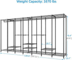 VIPEK V70 Extra Large Clothes Rack Heavy Duty Garment Rack, Freestanding Wardrobe Metal Closet for Hanging Clothes, Bedroom Organizer and Storage, Max Load 1670lbs, Black
