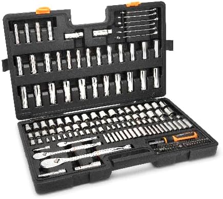 GEARWRENCH 185 Piece Mechanics Hand Tool Set - 1/4", 3/8”, & 1/2" Drive | 90 Tooth | SAE & Metric | GW90MCBMTS