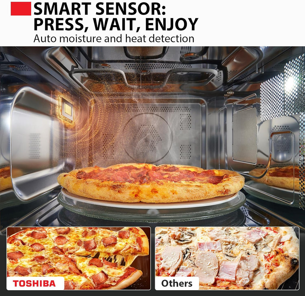 Toshiba Air Fryer Combo 4-in-1 Countertop Microwave Oven, Smart Sensor, Convection, Mute Function, Position Memory 13.6" Turntable, 1.5 Cu Ft, 1000W, Black, ML-EC42P(BS)