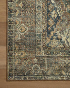 Loloi Magnolia Home by Joanna Gaines Banks Collection BAN-05 Spice/Blue 7'-6" x 9'-6", .13" Pile Height, Machine Washable, Area Rug