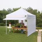 Eurmax USA 10 x 10 Pop up Canopy Commercial Tent Outdoor Party Canopies with 4 Removable Zippered Sidewalls and Roller Bag Bonus 4 Canopy Sand Bags & 24 Squre Ft Extended Awning(White)